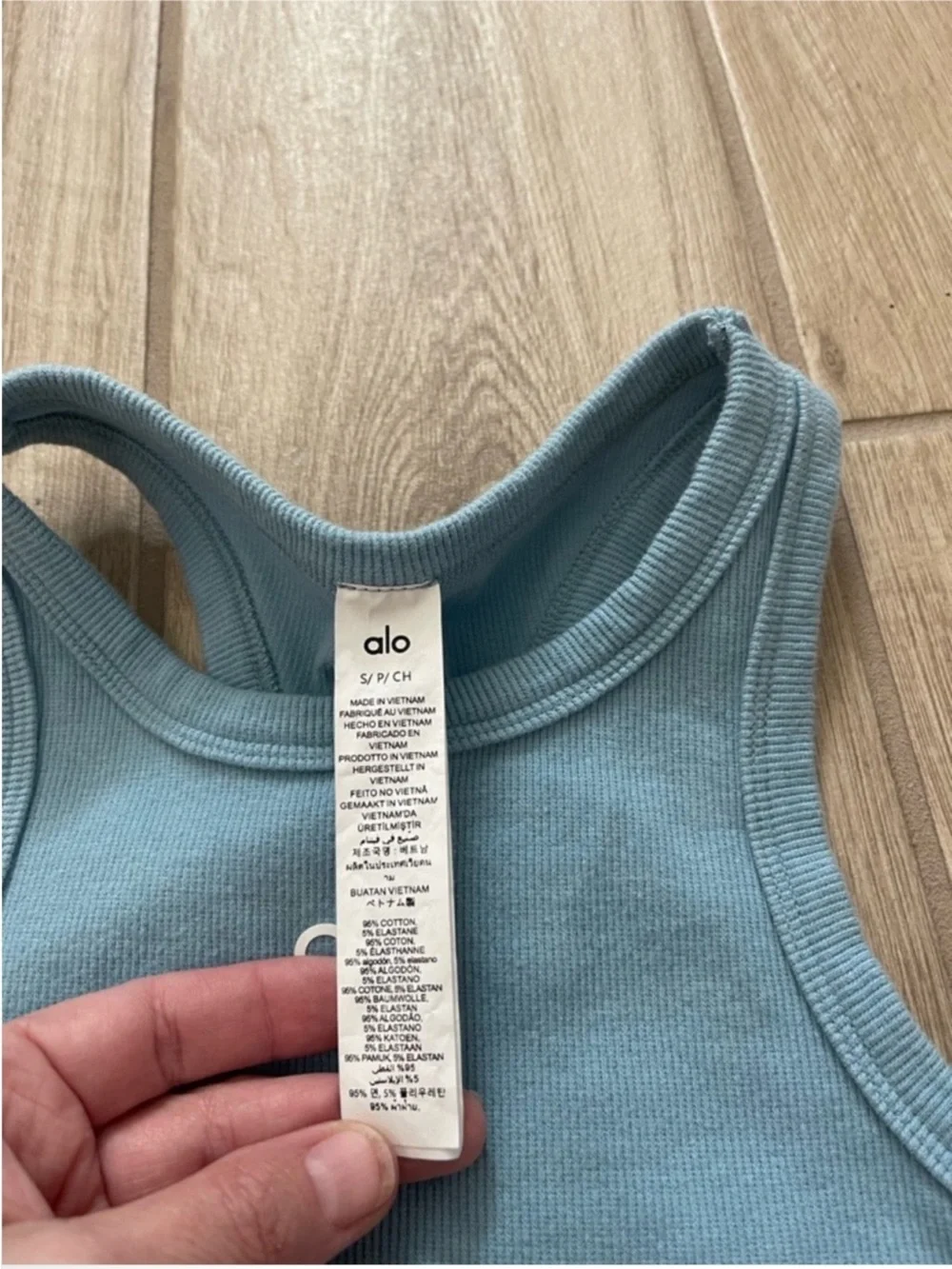Alo Yoga Aspire Cropped Ribbed Tank Top Celestial Blue Sz S (4-6) W2675RG
